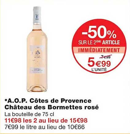 A.O.P. Côtes de Provence Château des Bormettes rosé