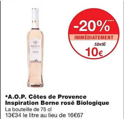 A.O.P. Côtes de Provence Inspiration Berne rosé Biologique