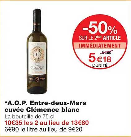 A.O.P. Entre-deux-Mers cuvée Clémence blanc
