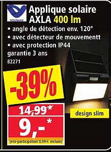 Applique solaire AXLA 400 lm