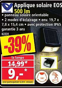 Applique solaire EOS 500 lm