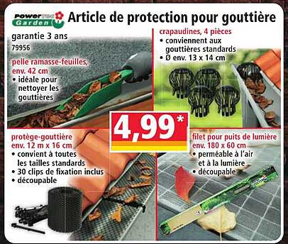 Article de protection pour gouttière