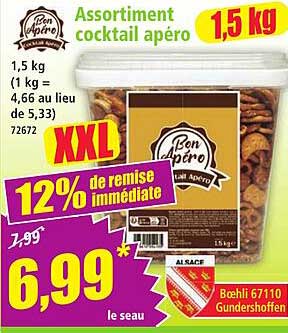 Assortiment cocktail apéro 1,5 kg