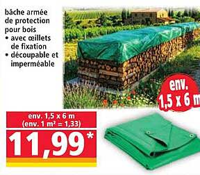 bâche armée de protection pour bois • avec oeillets de fixation • découpable et imperméable