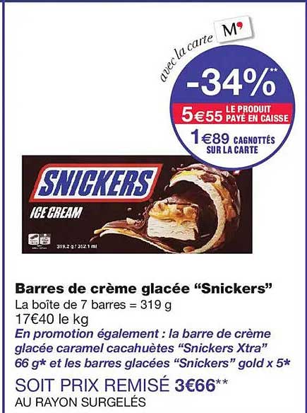Barres de crème glacée “Snickers”