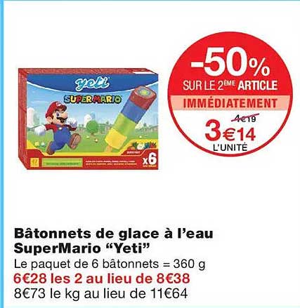 Bâtonnets de glace à l’eau SuperMario “Yeti”