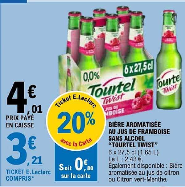 BIÈRE AROMATISÉE AU JUS DE FRAMBOISE SANS ALCOOL “TOURTEL TWIST”