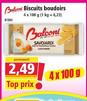 Biscuits boudoirs 4 x 100 g (1 kg = 6,23)