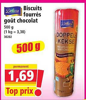 Biscuits fourrés goût chocolat