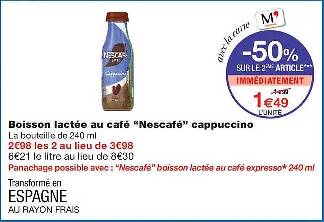Boisson lactée au café “Nescafé” cappuccino