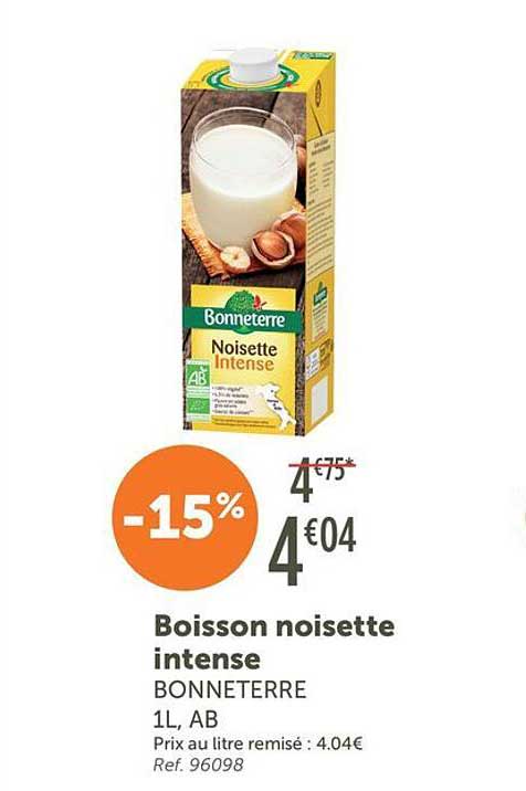 Boisson noisette intense BONNETERRE 1L, AB