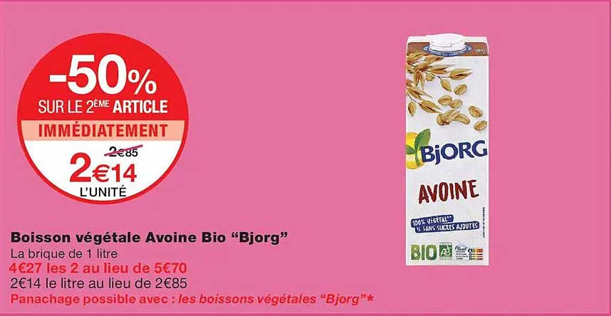 Boisson végétale Avoine Bio “Bjorg”