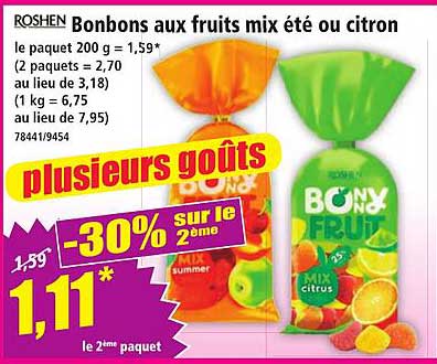 Bonbons aux fruits mix été ou citron