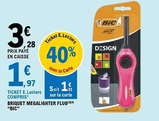 BRIQUET MEGALIGHTER FLUO (2X4) “BIC”