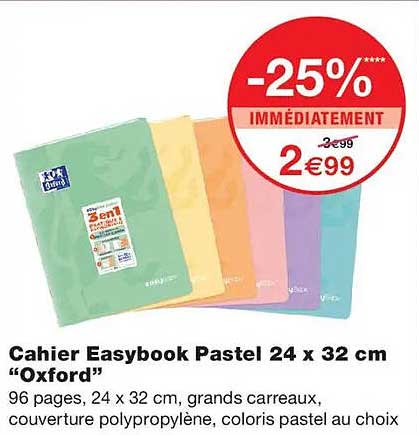 Cahier Easybook Pastel 24 x 32 cm “Oxford”