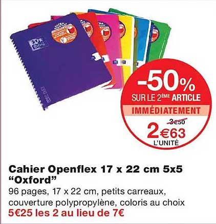 Cahier Openflex 17 x 22 cm 5x5 “Oxford”