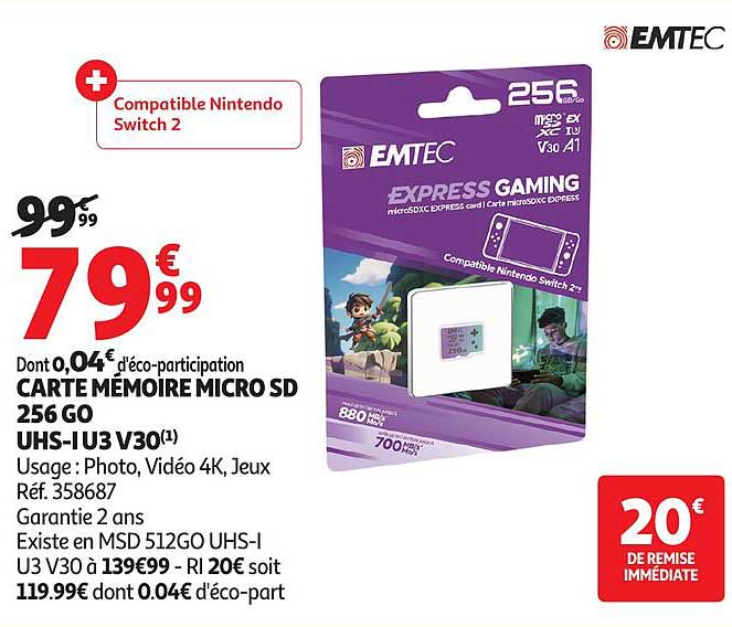 CARTE MÉMOIRE MICRO SD 256 GO UHS-IU3 V30(1)