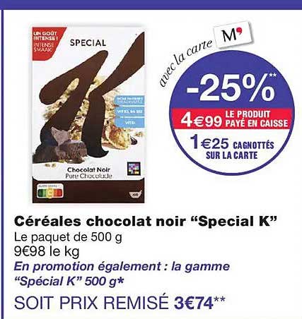 Céréales chocolat noir “Special K”