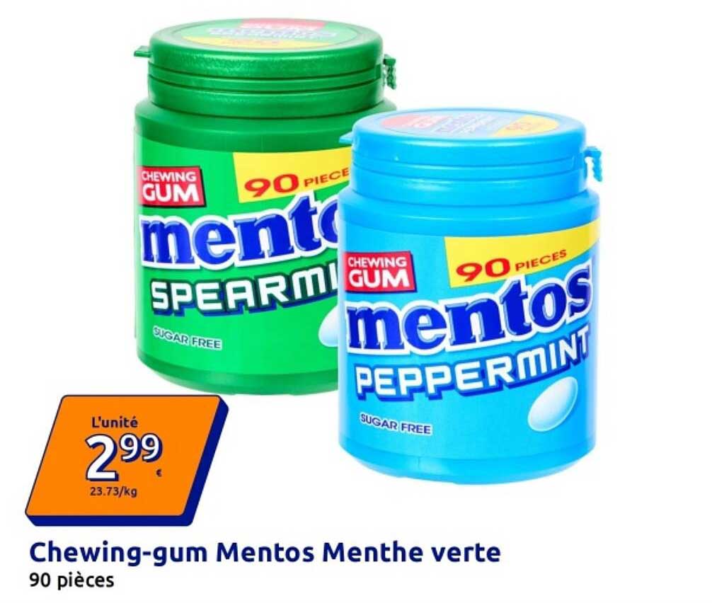 Chewing-gum Mentos Menthe verte 90 pièces