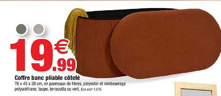 Coffre banc pliable côtelé
