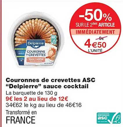 Couronnes de crevettes ASC “Delpierre” sauce cocktail