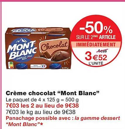 Crème chocolat “Mont Blanc”