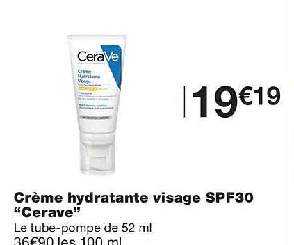 Crème hydratante visage SPF30 “CeraVe”