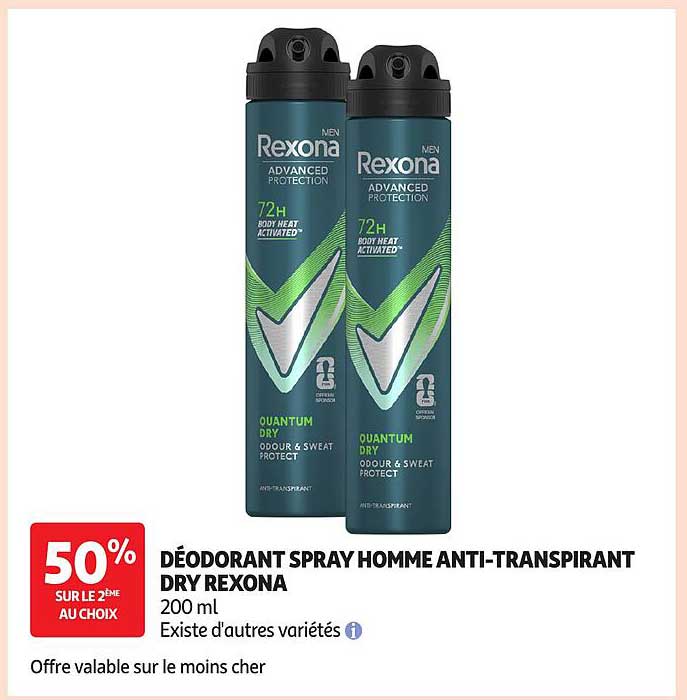 DÉODORANT SPRAY HOMME ANTI-TRANSPIRANT DRY REXONA