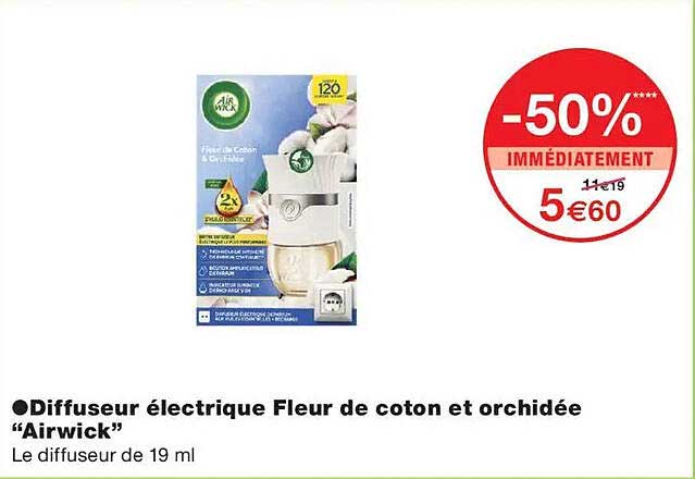 Diffuseur électrique Fleur de coton et orchidée “Airwick”