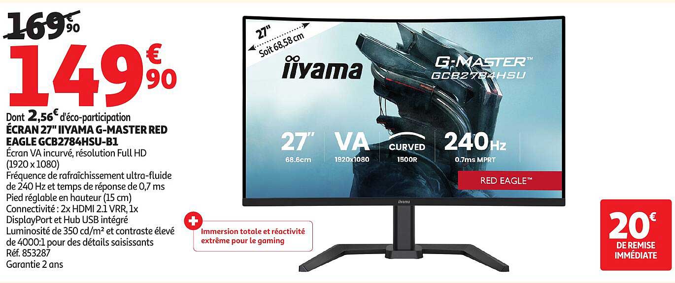 ÉCRAN 27'' IIYAMA G-MASTER RED EAGLE GCB2784HSU-B1