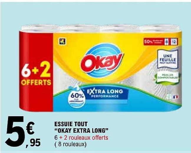 ESSUIE TOUT “OKAY EXTRA LONG” 6 + 2 rouleaux offerts (8 rouleaux)