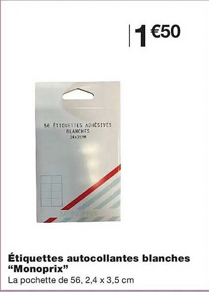 Étiquettes autocollantes blanches “Monoprix”