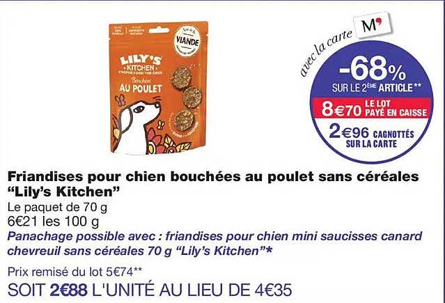 Friandises pour chien bouchées au poulet sans céréales “Lily’s Kitchen”