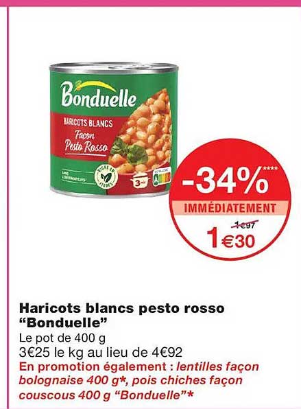 Haricots blancs pesto rosso “Bonduelle”