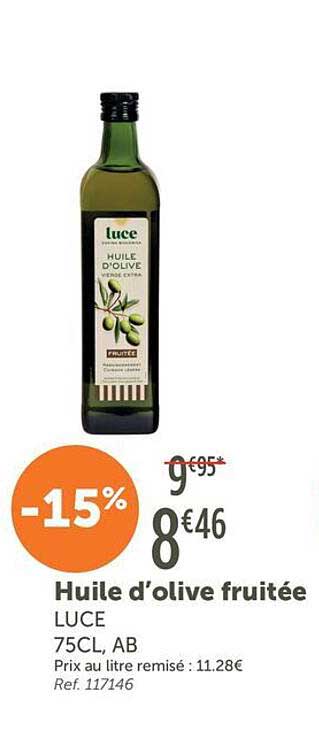 Huile d'olive fruitée LUCE 75CL, AB