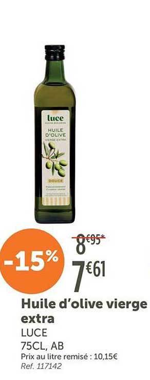 Huile d’olive vierge extra LUCE 75CL, AB