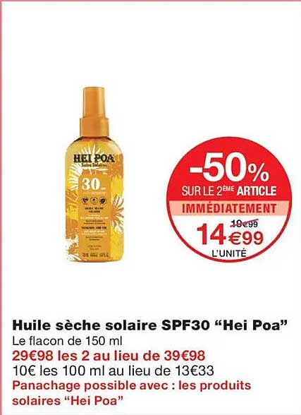 Huile sèche solaire SPF30 “Hei Poa”