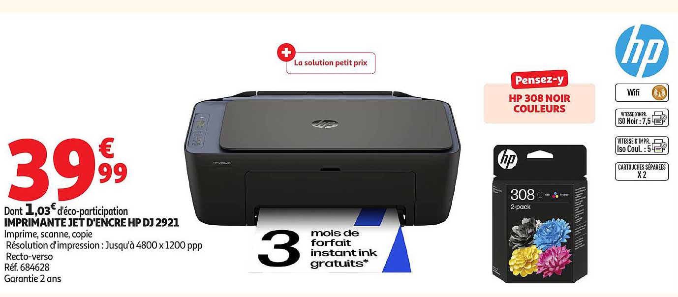 IMPRIMANTE JET D'ENCRE HP DJ 2921
