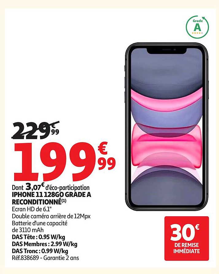 IPHONE 11 128GO GRADE A RECONDITIONNÉ
