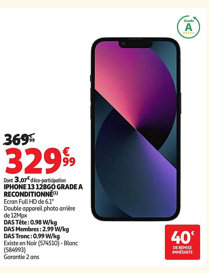 IPHONE 13 128GO GRADE A RECONDITIONNÉ