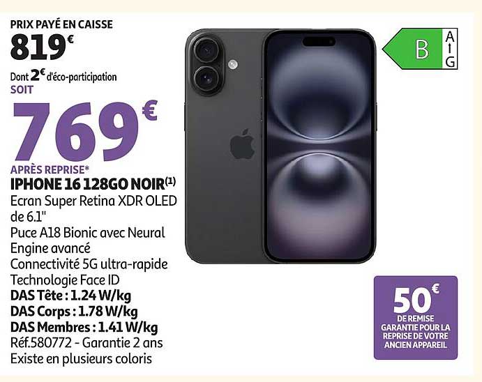 IPHONE 16 128GO NOIR