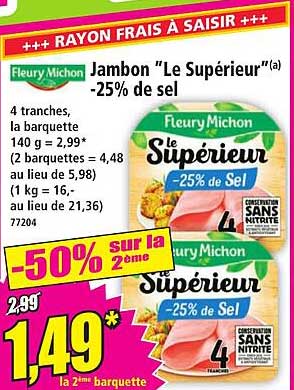 Jambon "Le Superieur" -25% de sel