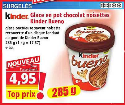 Kinder Glace en pot chocolat noisettes Kinder Bueno