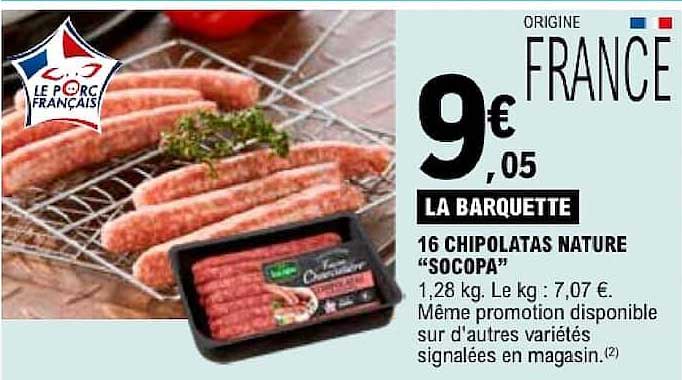 LA BARQUETTE 16 CHIPOLATAS NATURE “SOCOPA”