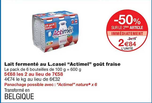 Lait fermenté au L.casei “Actimel” goût fraise