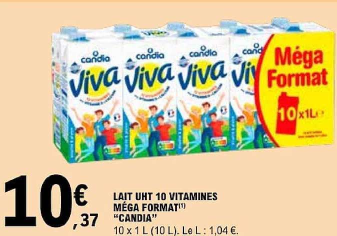 LAIT UHT 10 VITAMINES MÉGA FORMAT(1) “CANDIA”