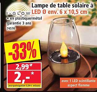 Lampe de table solaire à LED Ø env. 6 x 10,5 cm