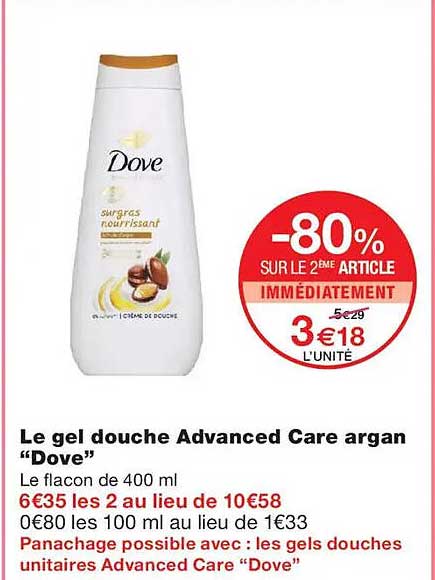 Le gel douche Advanced Care argan “Dove”