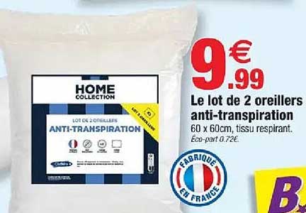 Le lot de 2 oreillers anti-transpiration