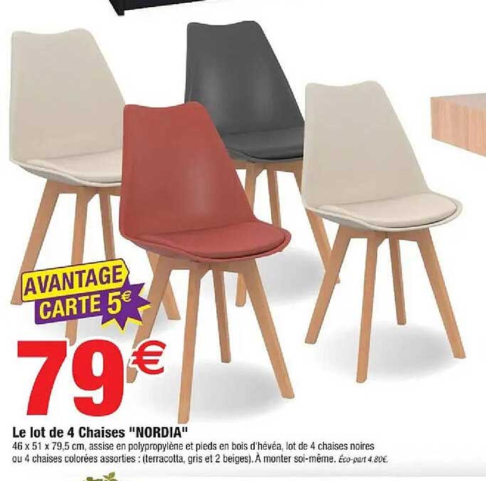 Le lot de 4 Chaises "NORDIA"